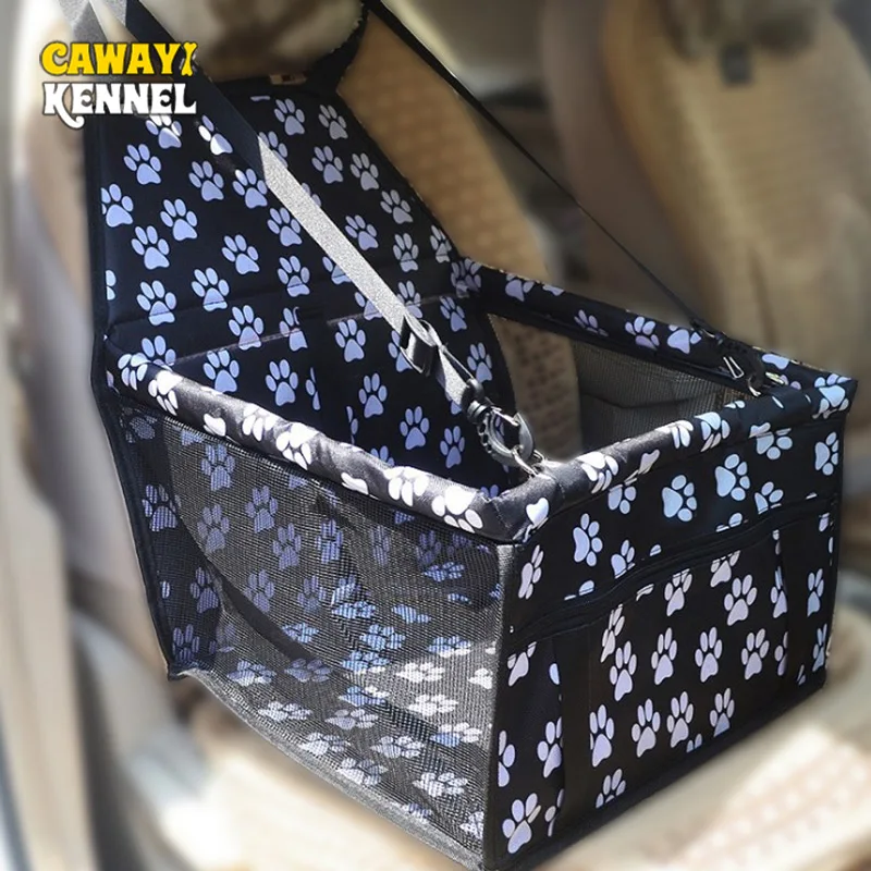 Baratos CAWAYI Kennel impresión resistente al agua refuerzo transpirable asiento de coche para mascotas protección de perro gato transporte portátil plegable
