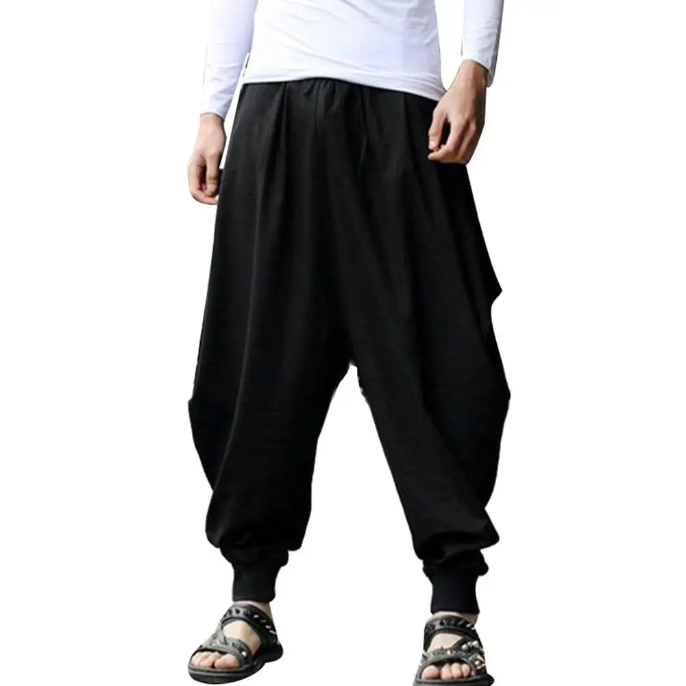 Vintage Solid Color Loose Sports Harem Wide Leg Long Trousers