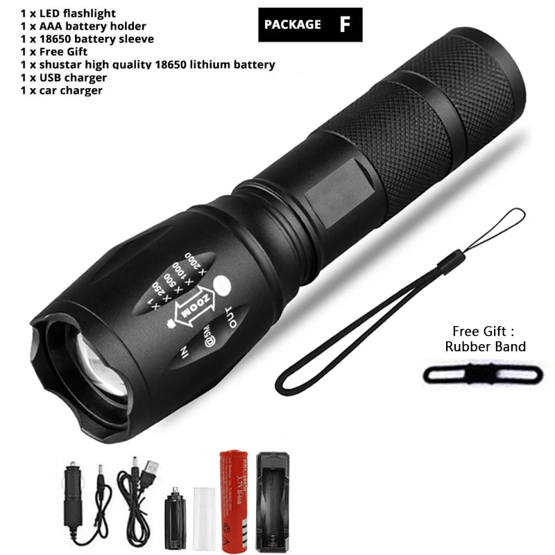 blacklight torch Z45 Led Flashlight Ultra Bright Waterproof MINI Torch T6/L2/V6 zoomable 5 Modes 18650 rechargeable Battery for camping tactical coast flashlights Flashlights