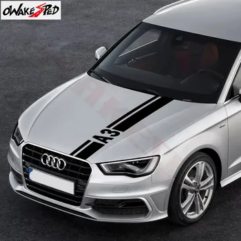 

1set Car Bonnet Stripes Stickers For-Audi A3 2004-2017 Accessories Auto Hood Engine Cover DIY Vinyl Decals Racing Sport Styling