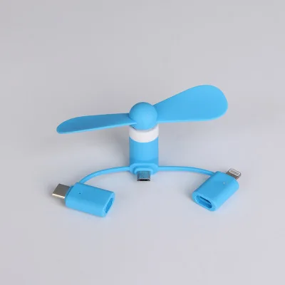 3-In-1 Mini fan USB Fan Type C Micro USB Mini Fan Cooler iPhone Samsung Xiaomi Huawei HTC Cell Phone Cooling
