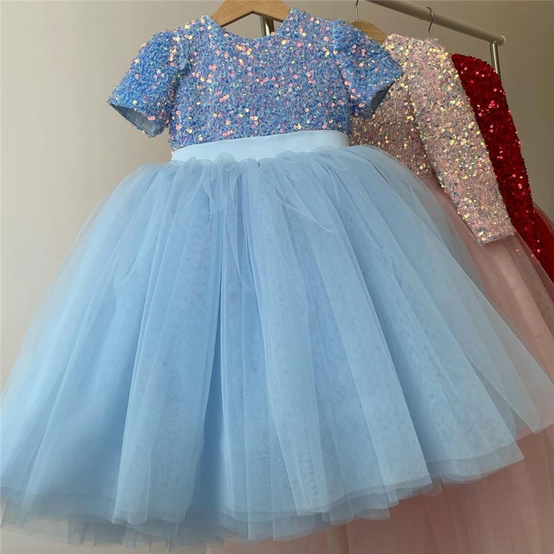 3-8 Year Girls Princess Dress Sequin Lace Tulle Wedding Party Tutu Fluffy Gown For Children Kids Evening Formal Pageant Vestidos skirt dress for baby girl