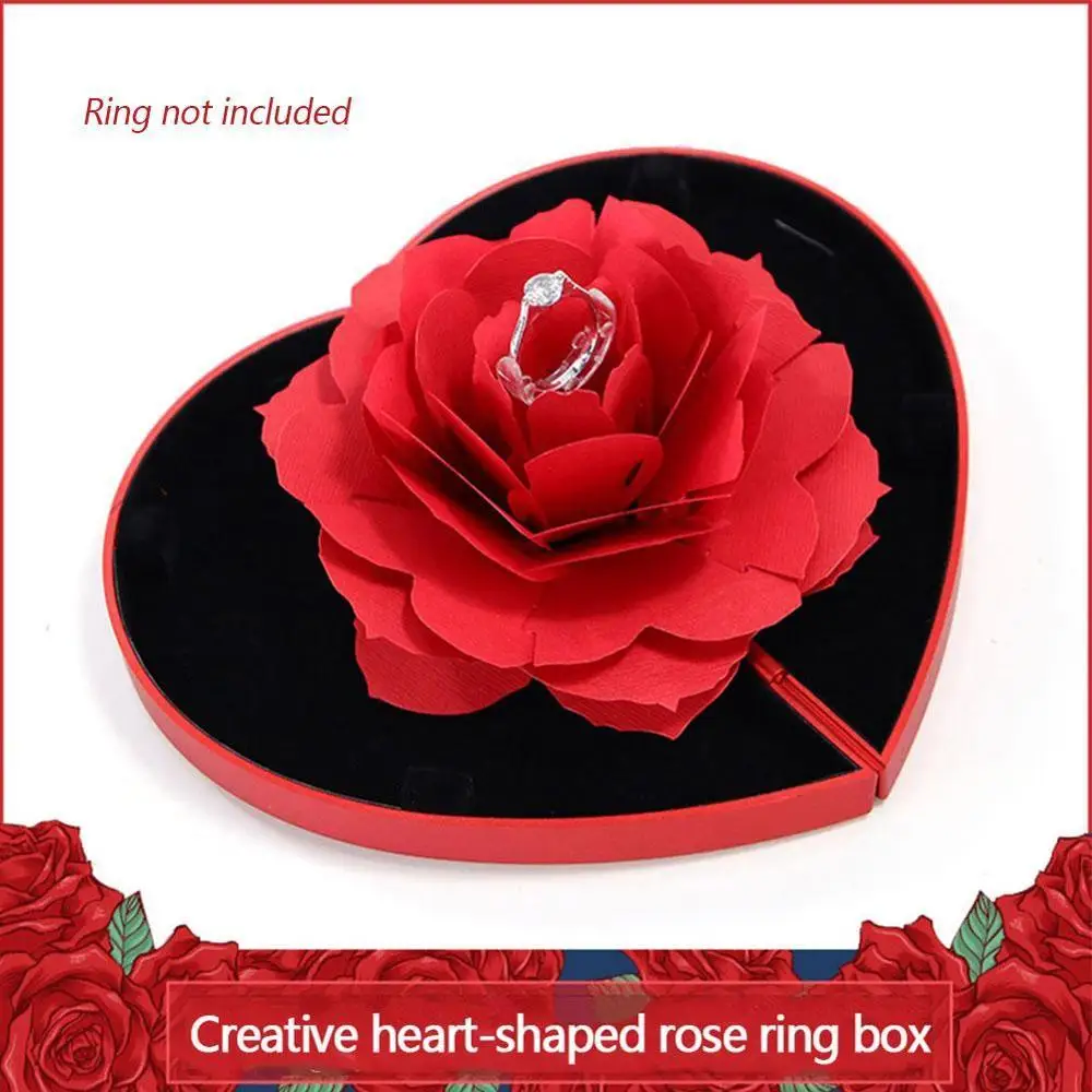 

3D vintage fashion elegant Rings Box Wedding Engagement Ring Rose Flower Gift Boxes for Jewelry Display Storage Holder
