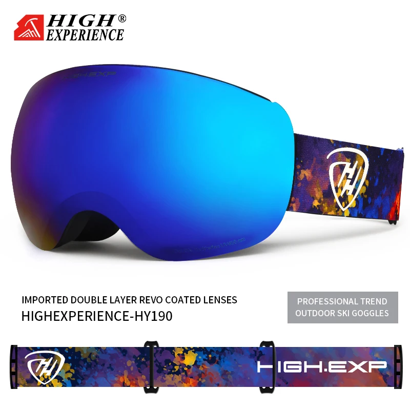 blue lens blue frame Высококачественные мужские лыжные очки, лыжные очки для женщин, очки для сноуборда, мужские большие снежные маски, лыжные и сноубордические очки - Цвет: blue lens blue frame