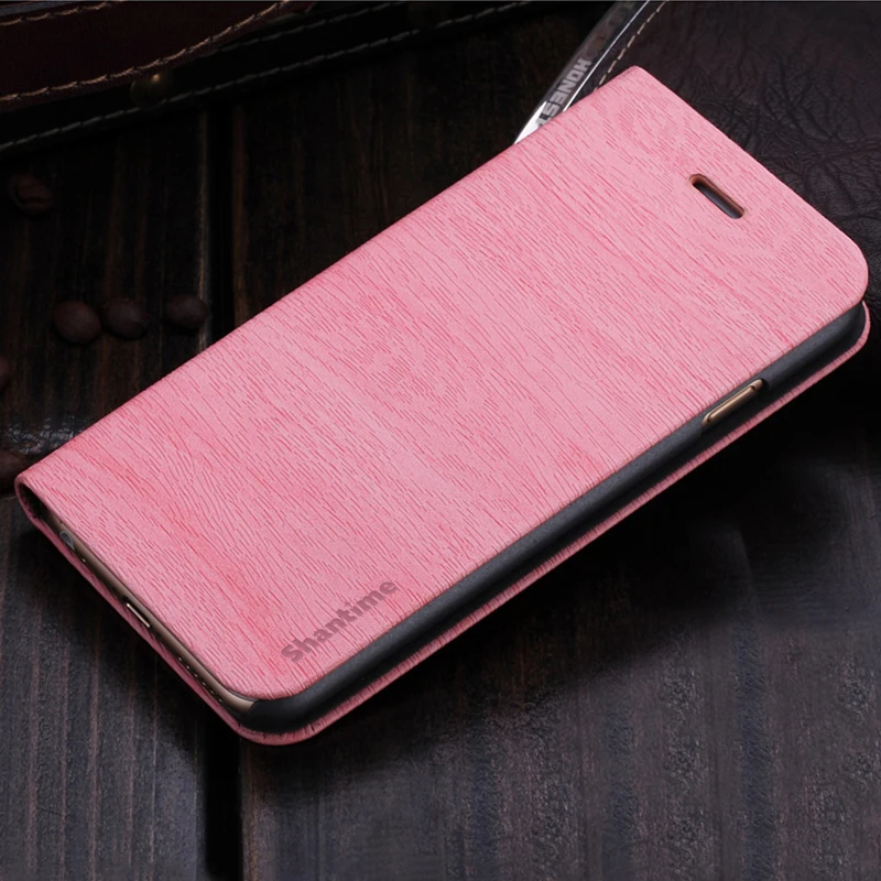 Чехол для телефона из искусственной кожи с текстурой под дерево для OPPO A3S, флип-чехол-книжка для OPPO A5, деловой чехол-кошелек, Мягкая силиконовая задняя крышка - Цвет: Pink