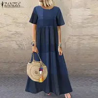 Vintage Printed Maxi Dress Women's Summer Sundress ZANZEA 2025 Casual Short Sleeve Holiday Floral Vestidos Female O Neck Robe - Image 3