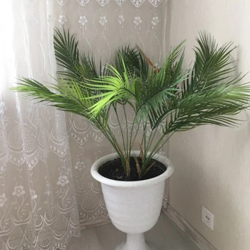 

2Pcs Green Artificial Palm Leaf Plastic Plants Tropical Tree Branch Fake Plants Jungle Home Garden Decor Wedding Decor
