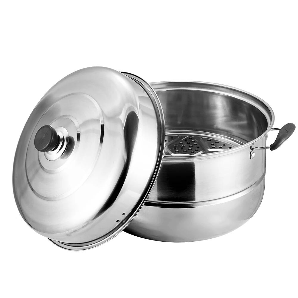 SUS560-1 Thick Stainless Steel Single-layer Steamer Cookware Stainless Steel Pot with 1 Perforated Steel Insert