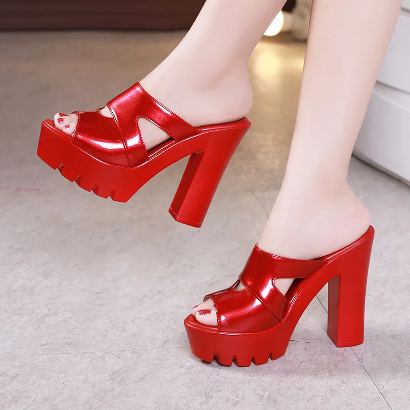 

13cm super high heel sexy waterproof platform sandals and slippers thick with slippers large size small size womens flip flop