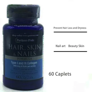 

60 PCS Hair Skin Nails Formula Type i and Collagen 3000 Mcg of Biotin Per ServingTreatment of Alopecia