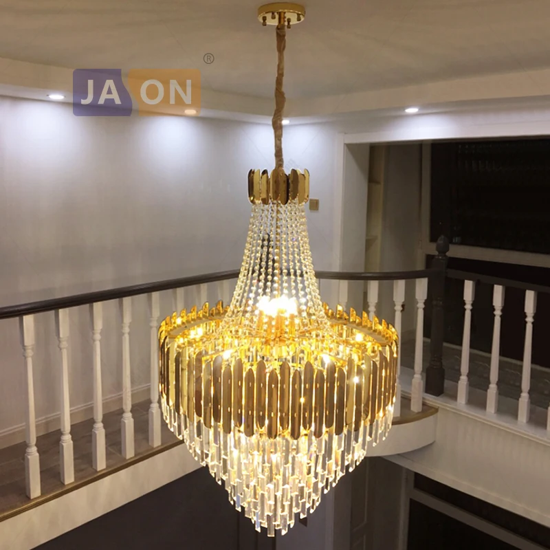 Art Deco Dimmable LED Gold Silver Chandelier Lighting Hanging Lamps Lustre Suspension Luminaire Lampen For Stair case Foyer