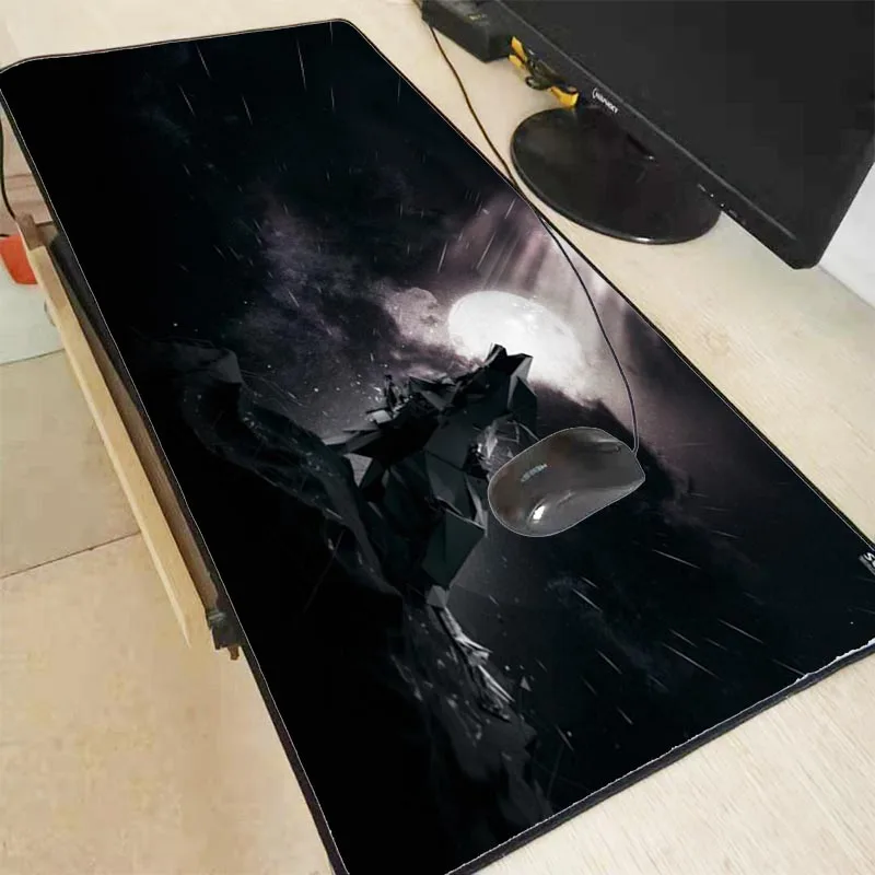  Mairuige Wolf Night Moon Gaming Mouse Pad Black Lock Edge Desk Keyboard Mouse Mat Rug Large Game Mo