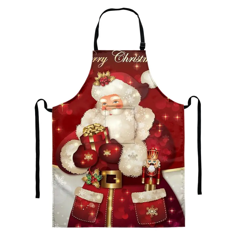 

2020 Merry Christmas Aprons Adult Santa Claus Aprons with Pocket Kitchen Baking Restaurant Dinner Party Decor Apron Xmas Gifts
