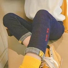 Детская одежда; джинсы для девочек; коллекция года; сезон весна-осень; ковбойские брюки с вышивкой в Корейском стиле для мальчиков