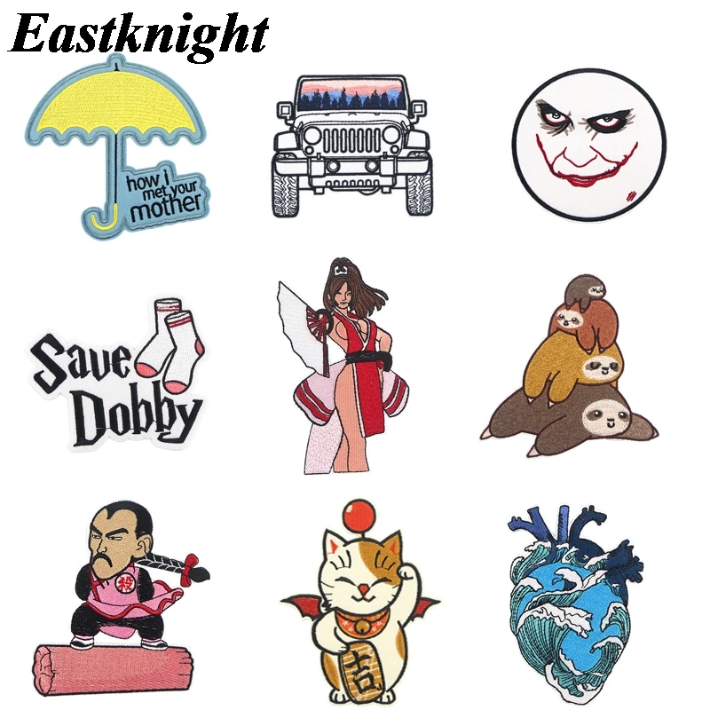 

K1259 Joker HIMYM Cat Sloth Sticker for Clothing Applications Patches on Clothes Iron Embroidered Patch for Backpack Badge 1pcs