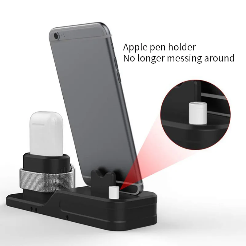 Беспроводной Зарядное устройство подставка для IPhone airpods Apple Watch, док-станция для зарядки Зарядное устройство для наручных часов Apple Watch Series 4/3/2/1 IPhone X 8 XS