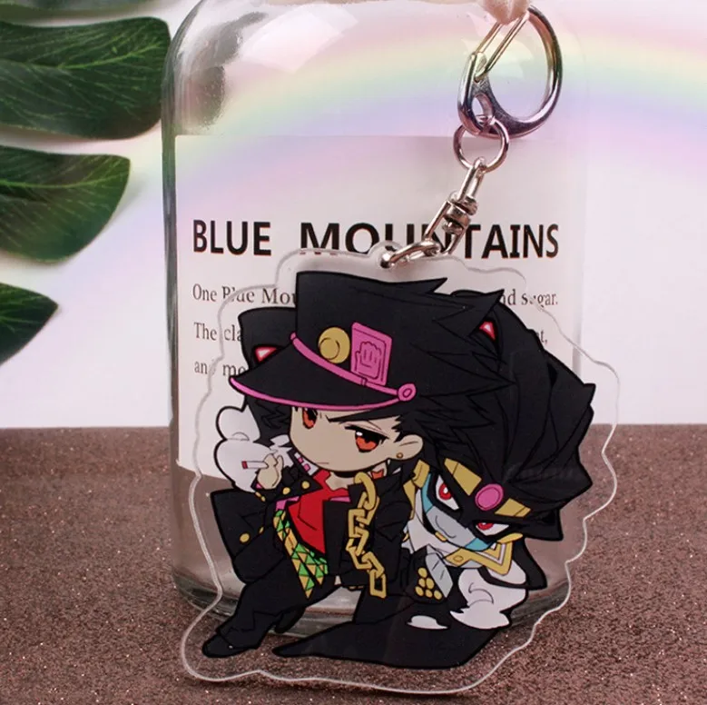 Anime JoJos Bizarre Adventure Golden Wind Kujo Jotaro Acrylic Figure keychain Keyring Decoration Collection Model Toy Cosplay - Color: as pictured