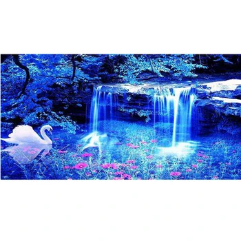 

Large Diamond Embroidery Natural scenery waterfall swan Diamond Mosaic Full Square Round Drill 5D DIY Diamond Painting N353