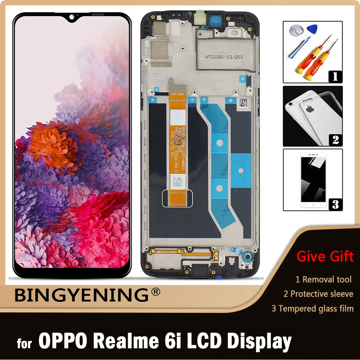 

Original For OPPO Realme 6i RMX2040 LCD Display Screen Touch Digitizer Assembly For 6.5 inch OPPO Realme 6i With Frame Replace