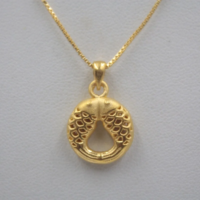 

Pure 999 24K Yellow Gold Pendant 3D Craft Luck Hollow Round Fish Pendant 1.7-2g 20x14mm / Women Pendant
