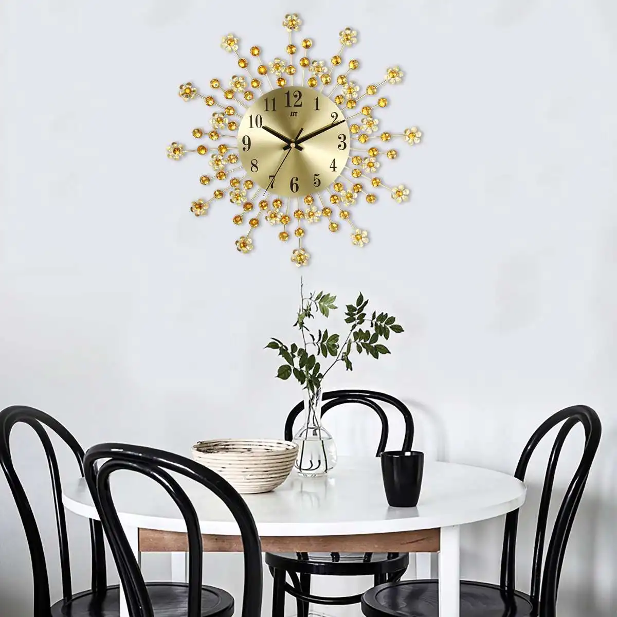 Billige Luxus Künstliche Kristall Diamant Große Wanduhr Metall Wohnzimmer Wanduhr Home Kunst Dekoration Große Morden Wanduhren