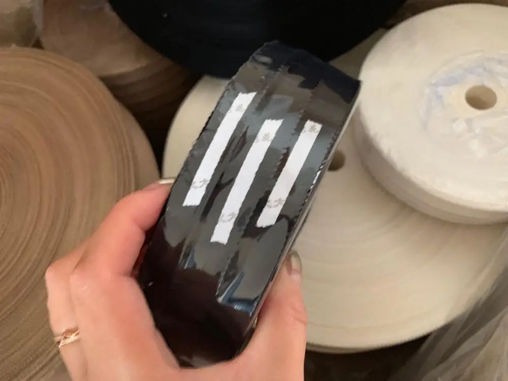 

1.21.3cm Width Thicker black 300yards soft cotton matte smooth wavy border horizontal grain ribbon ribbon