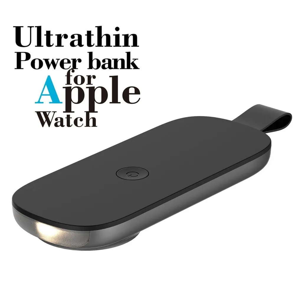 Внешний аккумулятор для Apple Watch, 800 мА/ч, литий-полимерный аккумулятор, светодиодный светильник, черное портативное зарядное устройство, внешний аккумулятор для Apple Watch