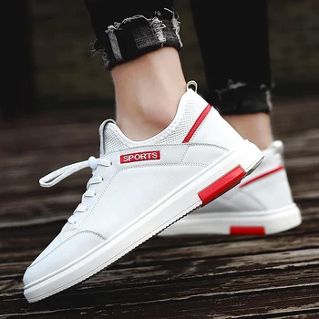 

Men's Leather Casual Shoes Classic Fashion Male Lace up Flats Black White Men Flat Heel Sneakers Anti Slippery Flats Shoes