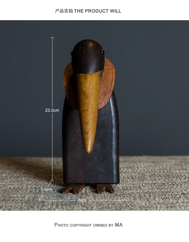 Современный скандинавский ручной работы, украшения, резьба по дереву, классические ювелирные украшения, твердые кукольные черные Большие Пингвины