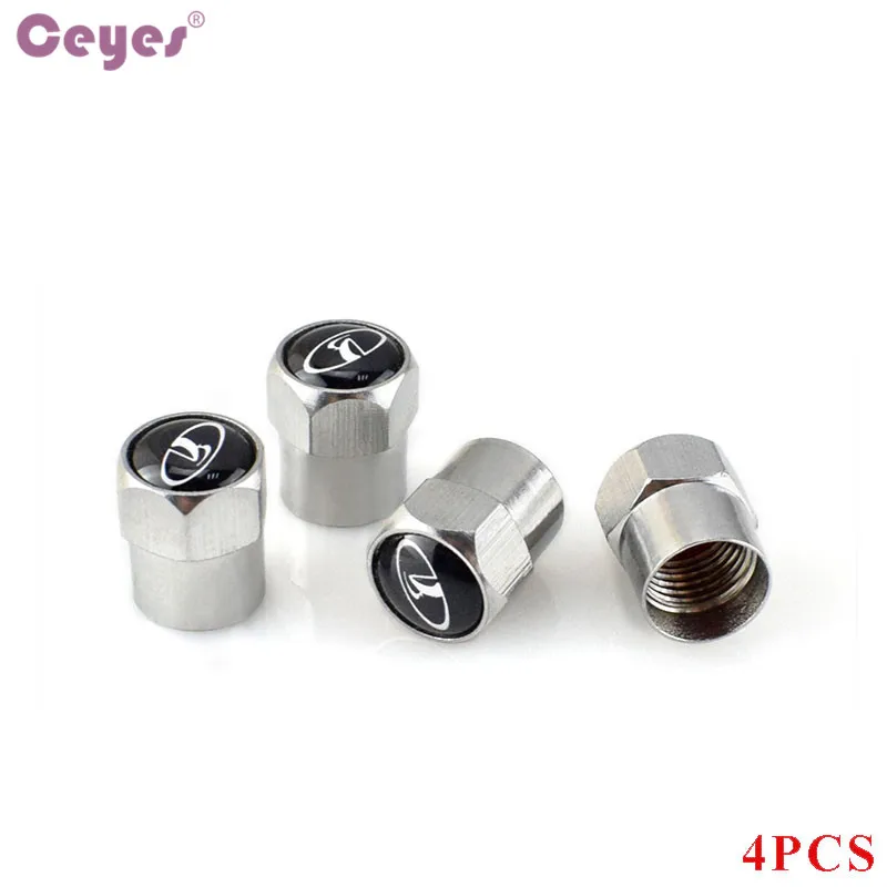 Ceyes Tire Valves Case For Lada Vesta Niva Kalina Priora Granta Largus Vaz Samara 2110 Auto Emblems Car Sticker Accessories 4pcs - Название цвета: Style2 Silver-B