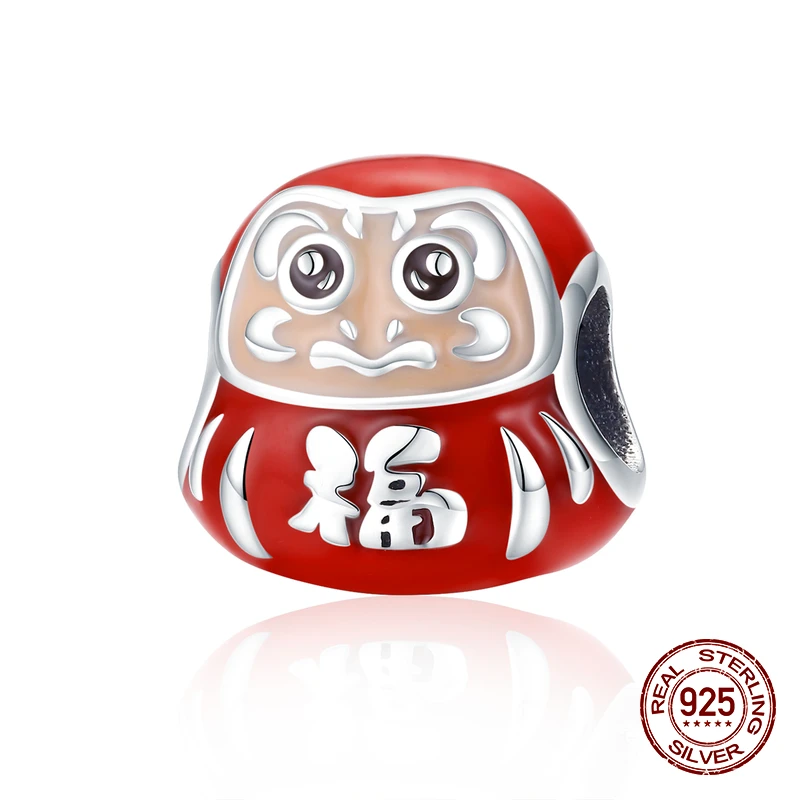 Китайский год красный серебряные бусины 925 пробы подвеска талисманы fit Pandora браслет ожерелье ювелирные изделия - Цвет: SC10870