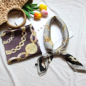 

New chain design women's Square Multi-Function Scarfs 70x70cm Stewardess Scarves neckerchief scarf for hair scarpe