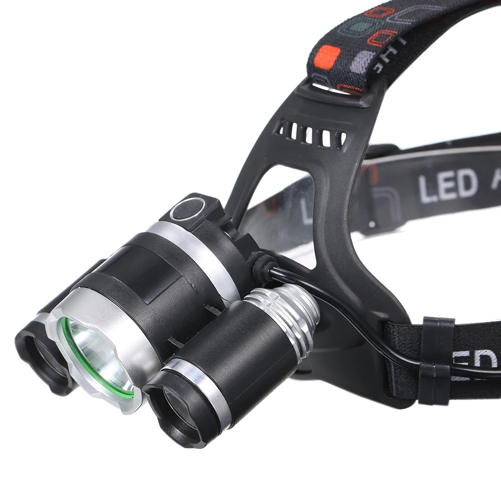 Светодиодный налобный фонарь с 3 головками, водонепроницаемый, 4 режима, для рыбалки, кемпинга, налобный фонарь с батарейным питанием