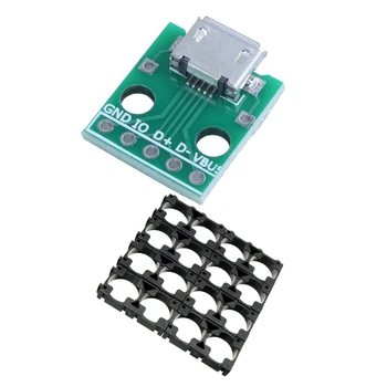 

1Pcs Micro-USB to Dip the Femal B-Type Micro-5P PTP Adapter Board 1.56x1.33x0.3cm With 25Pcs Battery Spacer 18650 Radiating Shel