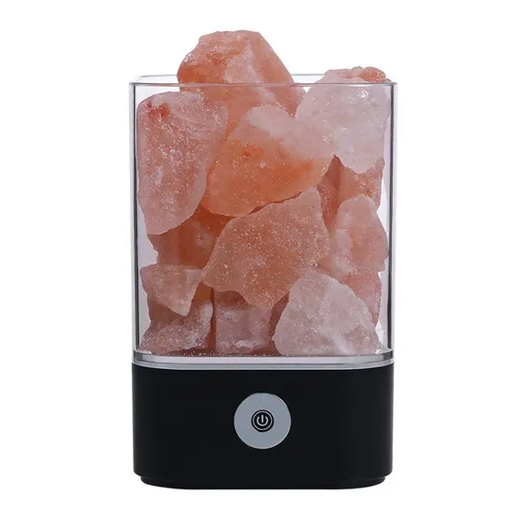 USB Crystal Light natural himalayan salt lamp led Lamp Air Purifier Mood Creator Indoor warm light table lamp bedroom lava lamp - Испускаемый цвет: black