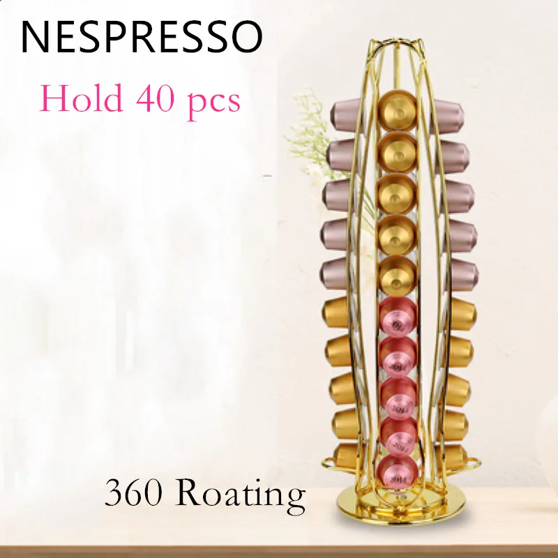 Ленточный держатель Nespresso для кофейных капсул, вращающаяся стойка для кофе, стойка для капсул, фирменные капсулы для хранения, полка для организации, держатель для стойки