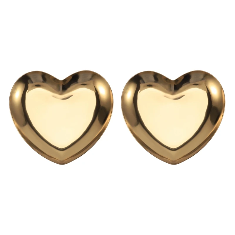 2X Heart Shaped Jewelry Serving Plate Metal Tray Storage Arrange Fruit Home Gold | Дом и сад