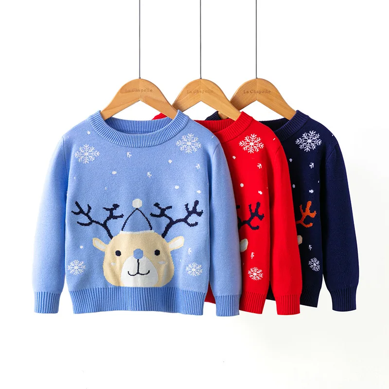

Baby Sweater Child Christmas Print Girl Boy Clothes Cute Toddler Girl Clothes Set Pullover 2-9T Jacket