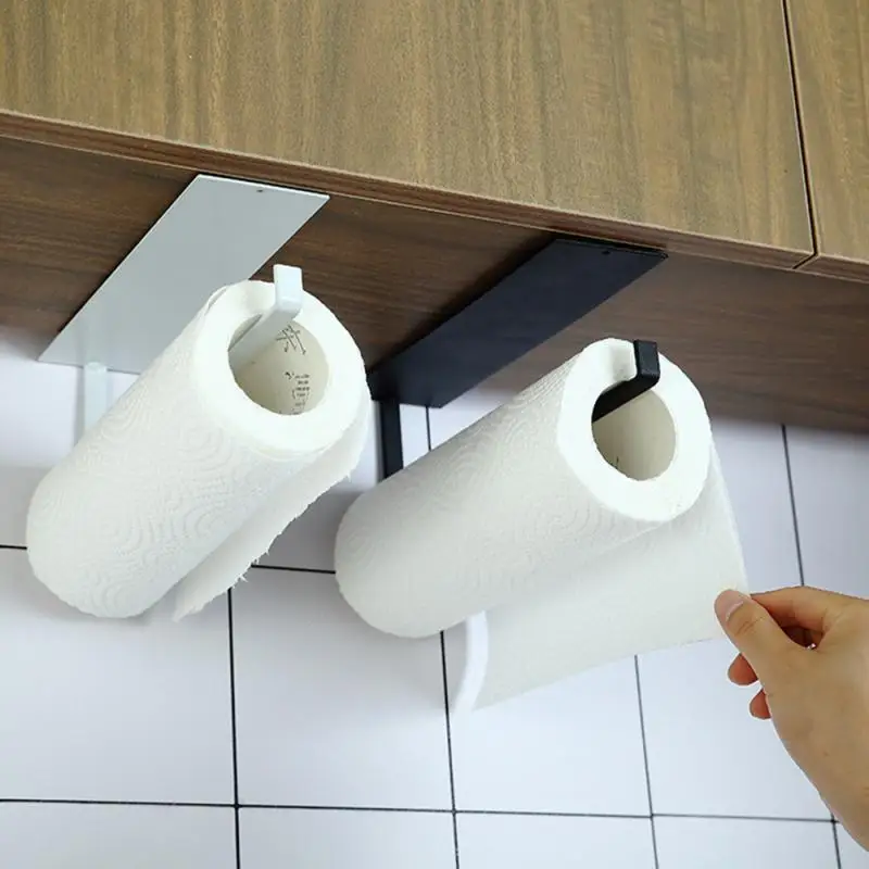 Punch-free Paper Towel Holder Plastic Self Adhesive Kitchen Under