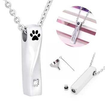 

Vertical Bar Urn Necklace for Ashes Stainless Steel Keepsake Urn Pendant Irregular Memorial Cremation Jewelry with Fill Kit Set