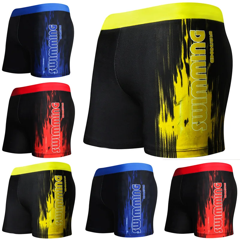 

Plus-sized MEN'S Swimming Trunks Korean-style Slim Fit Comfortable Boxer Sand Swimming Quick-Dry-Style Printed Shorts