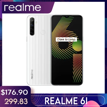 Перейти на Алиэкспресс и купить Realme 6i глобальная Версия Мобильный телефон 4/ 128GB штепсельная вилка европейского стандарта, Процессор MTK Helio G80 5000 мА/ч, Dewdrop Дисплей 6,5 смартфон