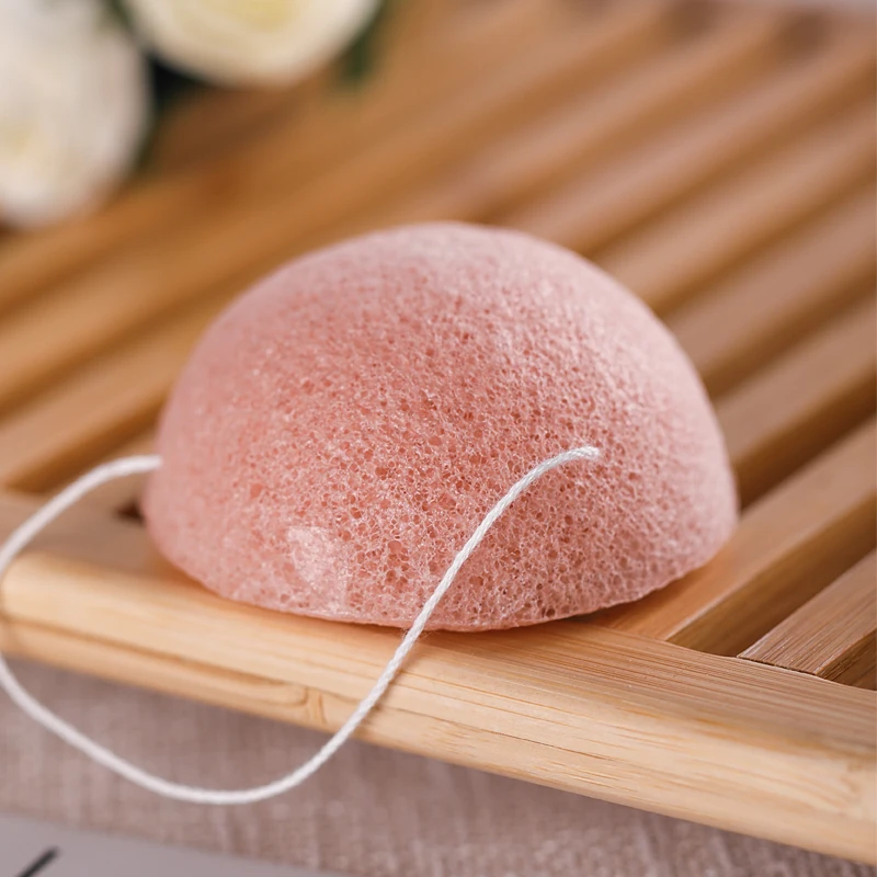Розовый Konjac Губка для кожи чистая Косметическая пуховка - Цвет: Розовый