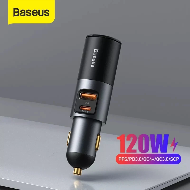 Автомобильное зарядное устройство Baseus 120 Вт разъем для прикуривателя PD3.0 QC4.0 3 0 USB