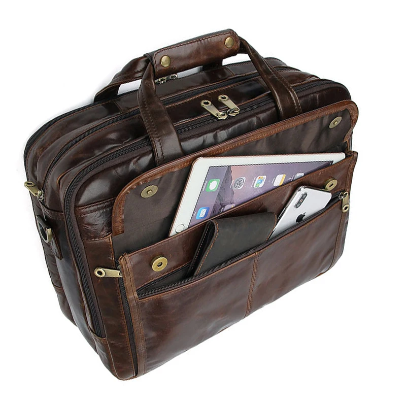Top Quality Men 100 Real Genuine Leather Antique Style Briefcase Business 15.6" Laptop Cases