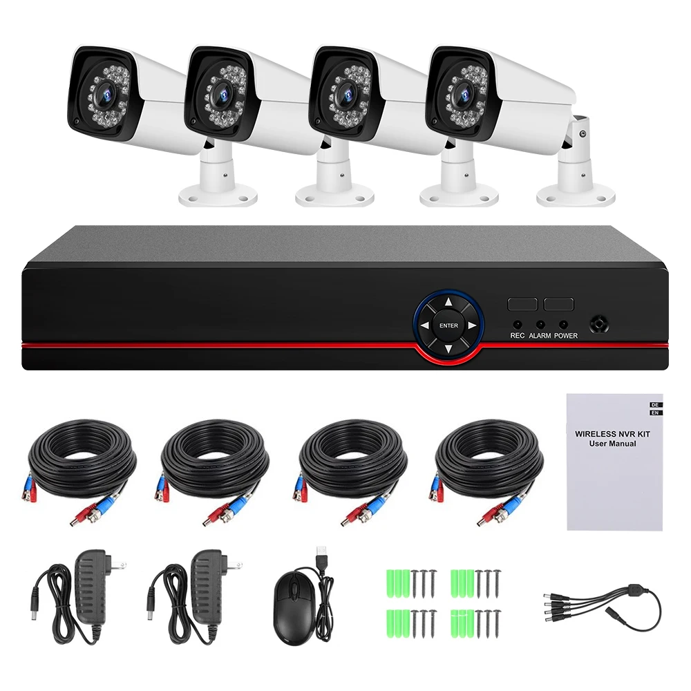 CVI TVI NVR HVR AHD 5-в-1 DVR 4CH CCTV Регистраторы+ 4 шт. видео, для наблюдения, безопасности, Камера видеонаблюдения Системы набор на открытом воздухе