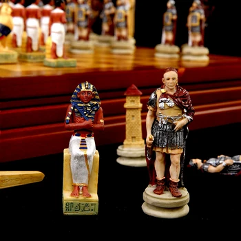 

Theme of Egypt Rome War Chess Sets Resin Chess Pieces Wooden Board Game
