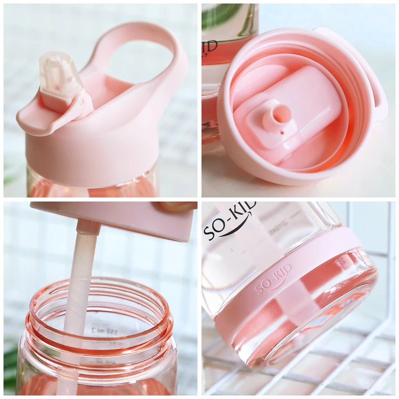 550ml/800ml/1000ml Sports Water Bottle Straw Portable Sport Fitness Bottles Cute Kids Baby Drinkware Waterbottle