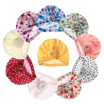 

20pc/lot Baby Donuts Hat Dot Floral Print Caps Toddler Boy Girl Infant Beanie Hat Spring Autumn Winter Newborn Hats Newborn Caps
