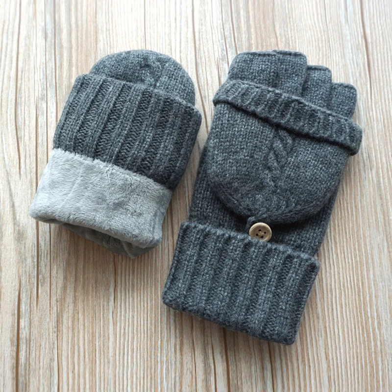 Высококачественные мужские перчатки без пальцев шерстяные зимние теплые открытые перчатки для пальцев Вязаные плюс бархатные толстые теплые перчатки для пальцев